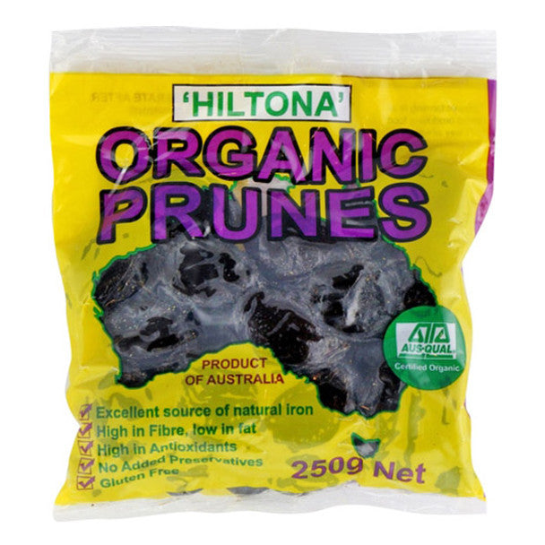 Hiltona Prunes 250g, Certified Organic, High Fibre & Gluten Free