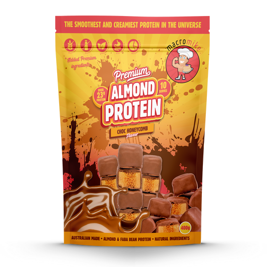 Macro Mike Premium Almond Protein 400g Or 800g, Choc Honeycomb Flavour