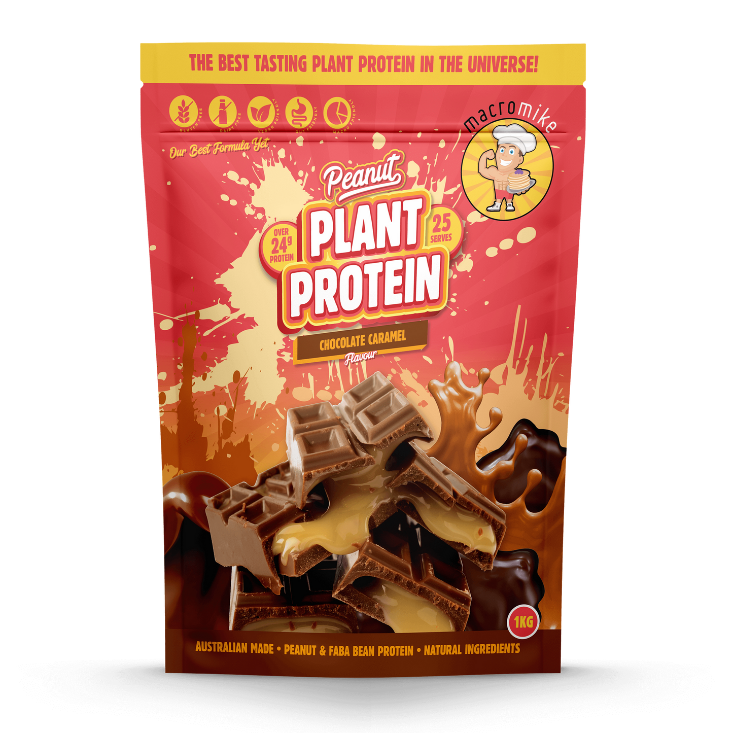 Macro Mike Peanut Plant Protein 520g Or 1kg, Chocolate Caramel Flavour