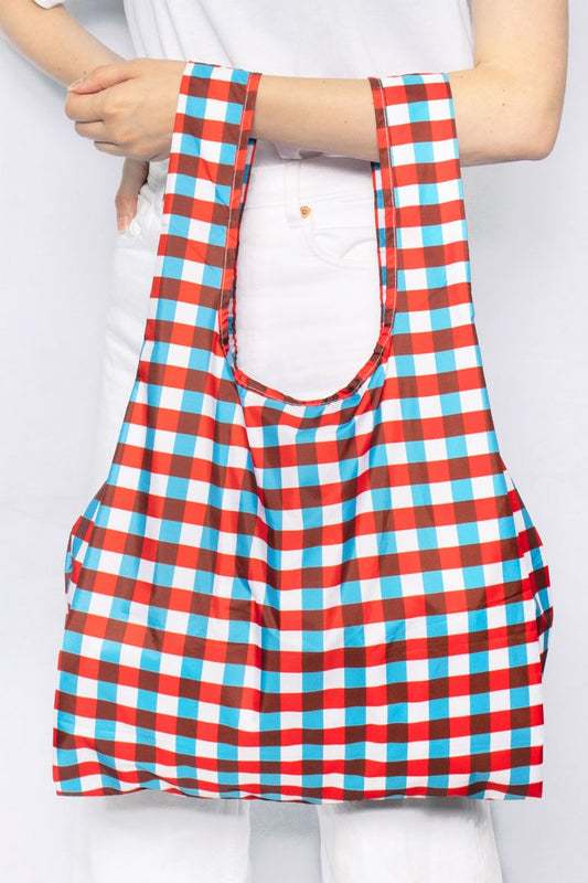 Kind Bag Medium Size, Tricolour Gingham Pattern