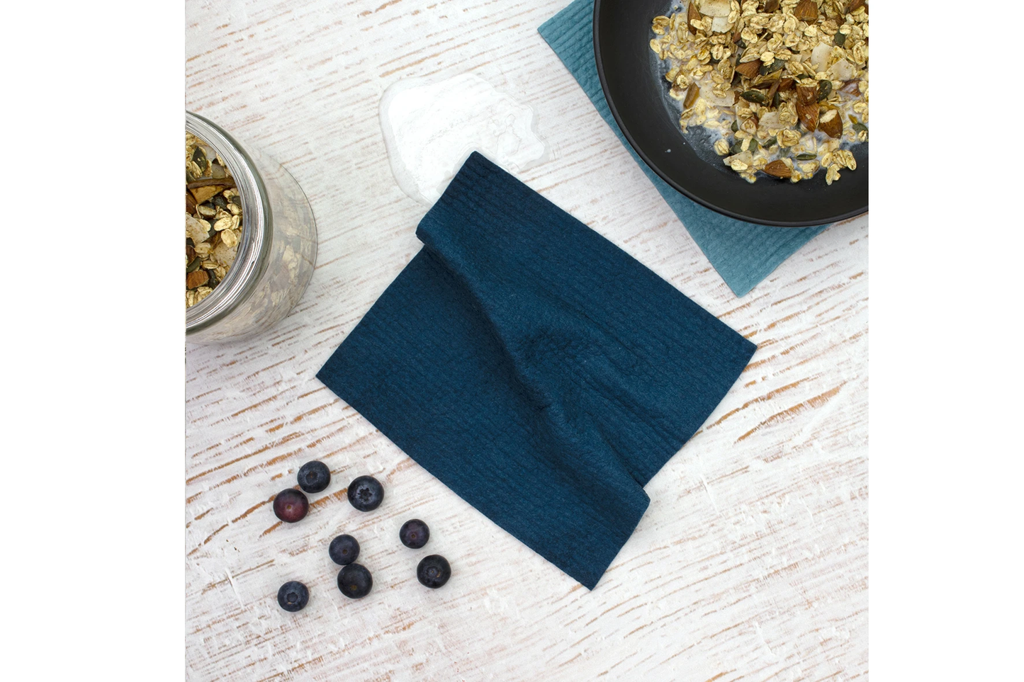 Retro Kitchen Organic Dyed 100% Biodegradable Dishcloth Set x2, Marine