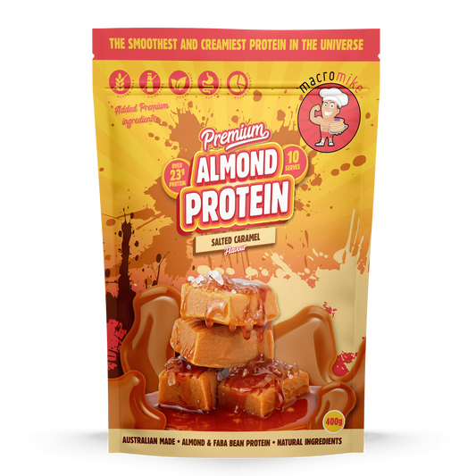 Macro Mike Premium Almond Protein 400g Or 800g, Salted Caramel Flavour