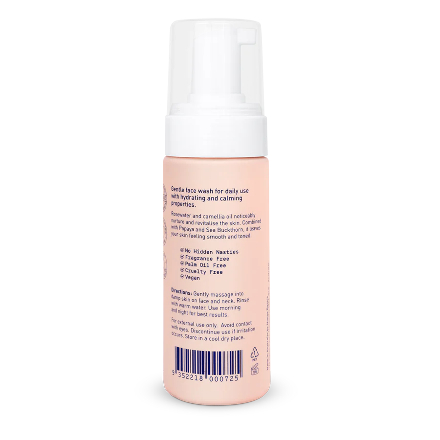 Noosa Basics Foaming Face Wash 150ml, With Rosewater & Sea Buckthorn Suitable For All Skin Types