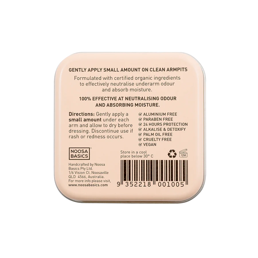 Noosa Basics Organic Deodorant Tin 50g, Coconut & Vanilla Fragrance