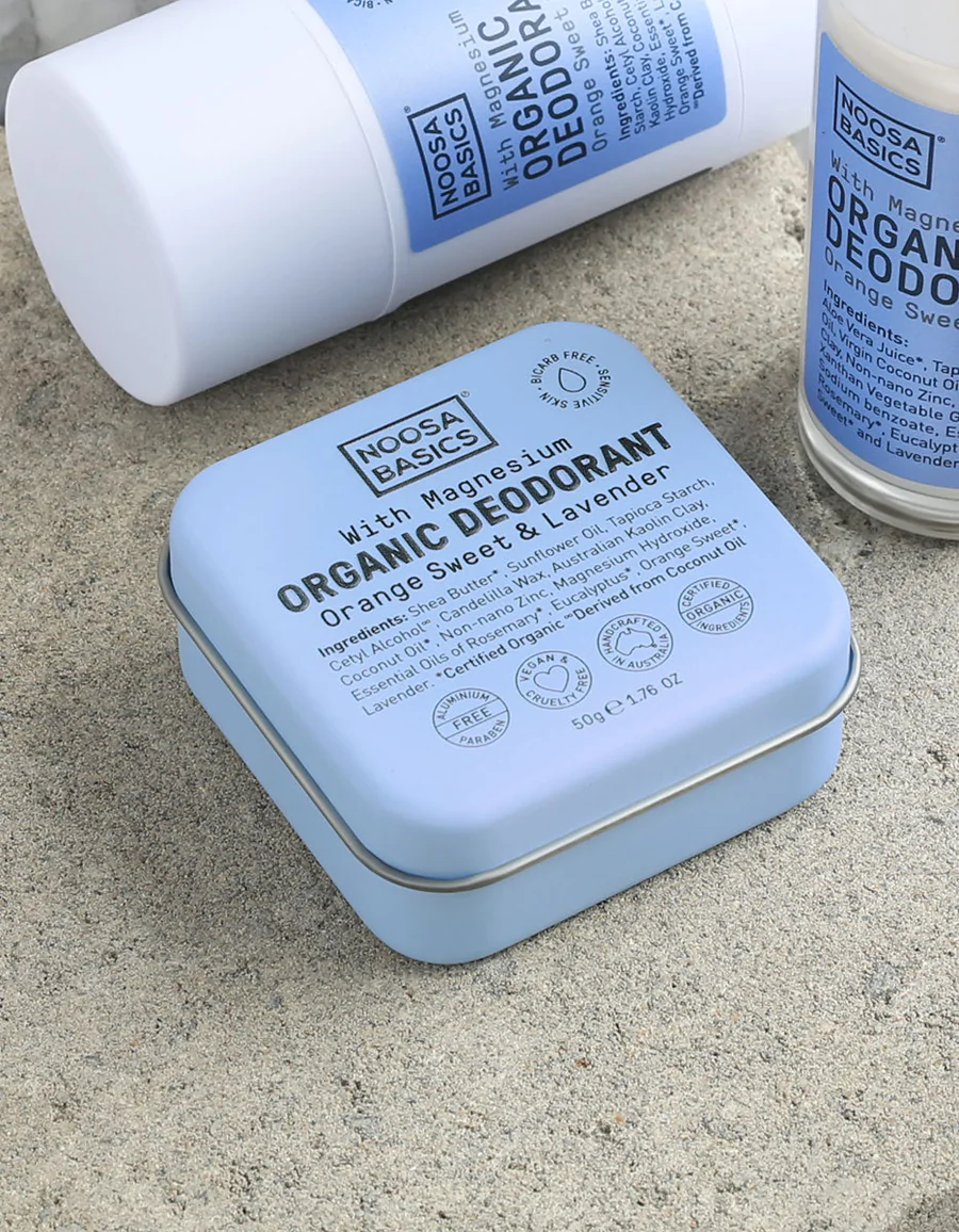 Noosa Basics Organic Deodorant Tin With Magnesium 50g, Sweet Orange & Lavender