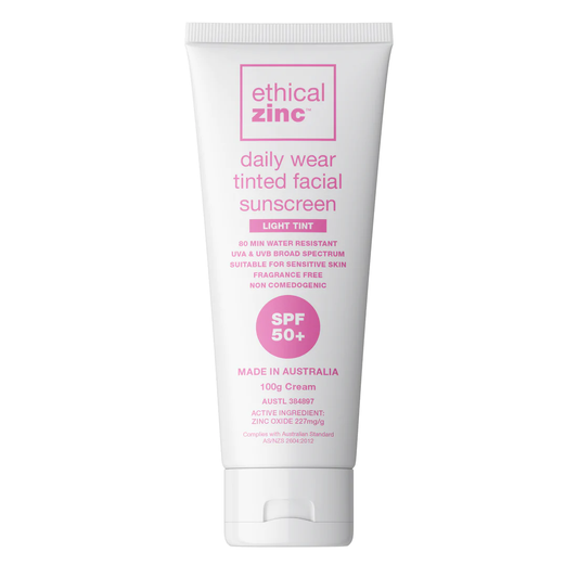 Ethical Zinc SPF50+ Daily Wear Tinted Facial Sunscreen 100g, Light Tint