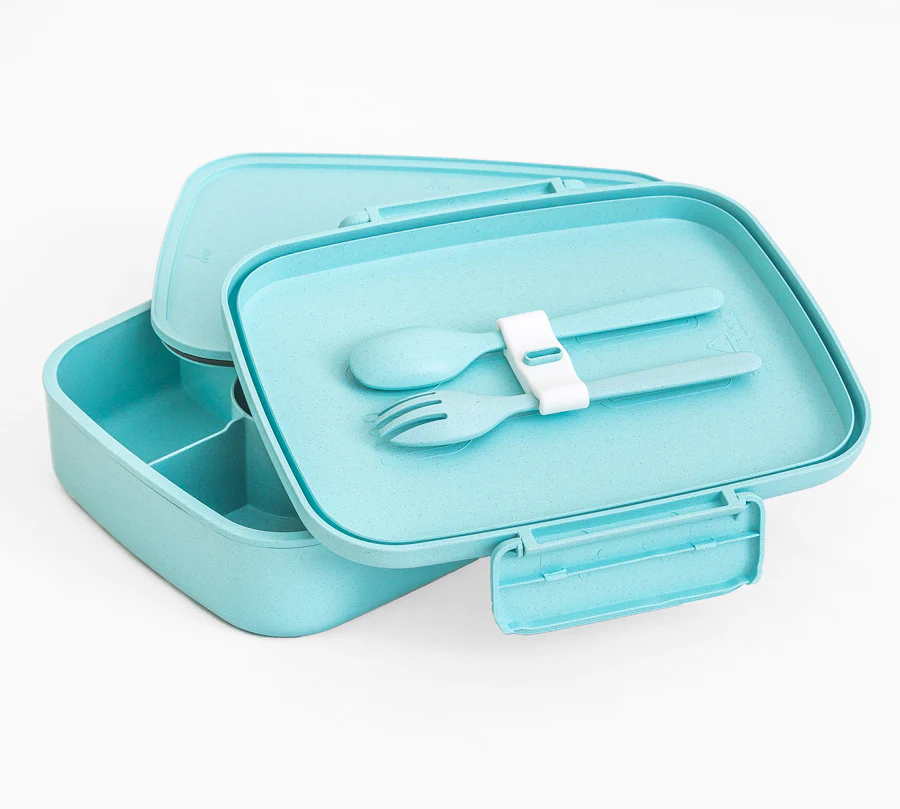 Arigato Bento Box 5 Compartments, Palms (Blue)