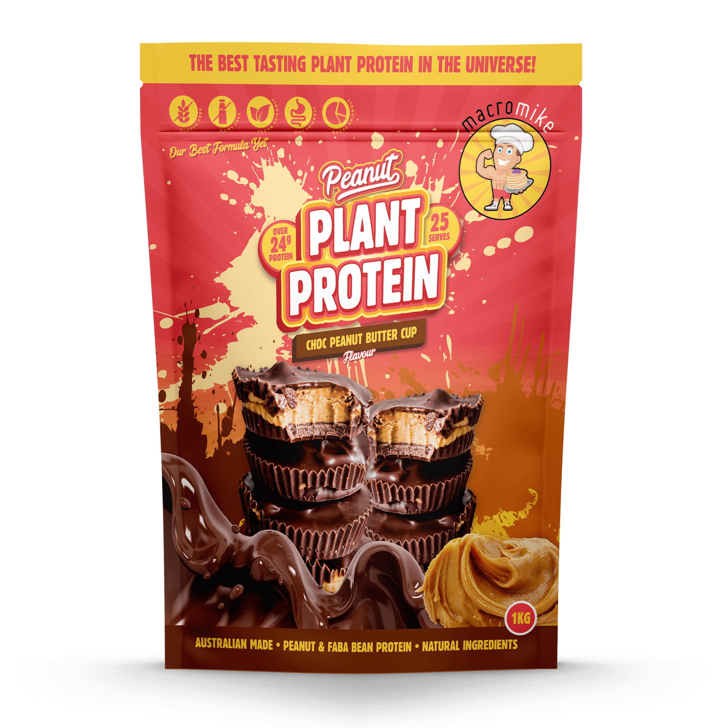Macro Mike Peanut Plant Protein 520g Or 1kg, Choc Peanut Butter Cup Flavour