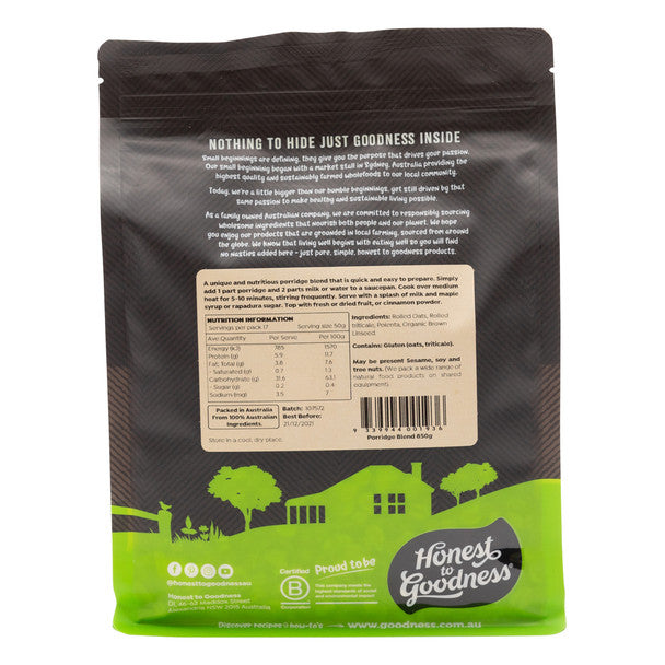 Honest To Goodness Natural Porridge Blend 850g, Quick & Easy To Use