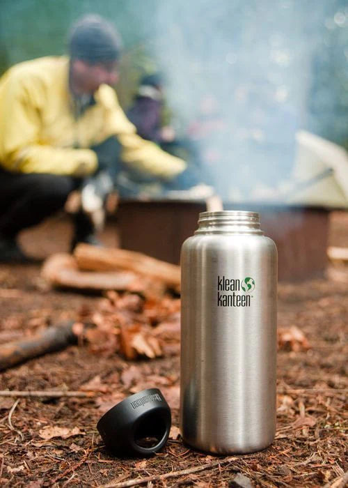 Klean Kanteen Wide Mouth With Wide Loop Cap 40oz (1182ml), Brushed Stainless, Leak Proof Cap
