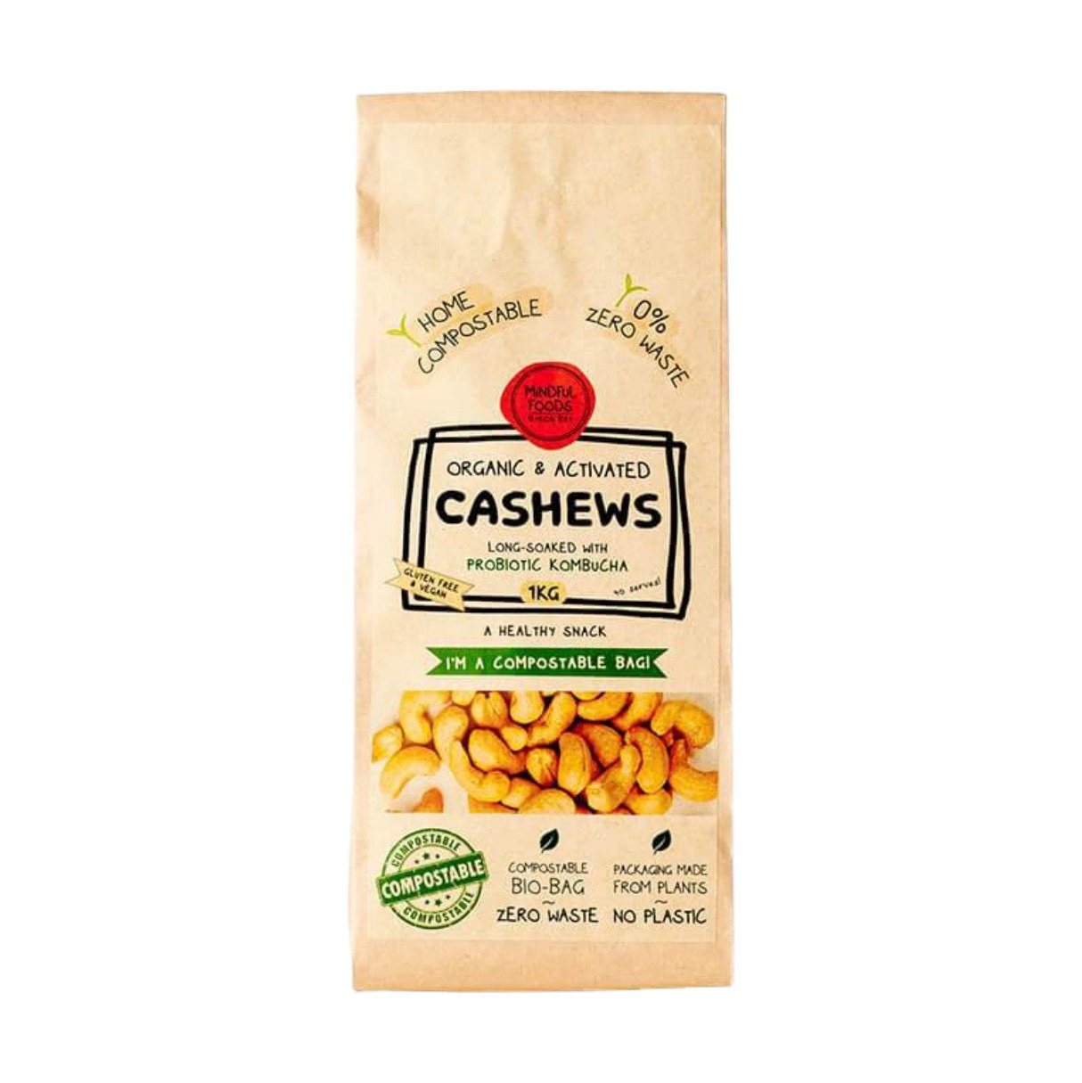 Mindful Foods Organic & Activated Cashews 120g, 250g, 500g Or 1kg, Delicious & Nutritious