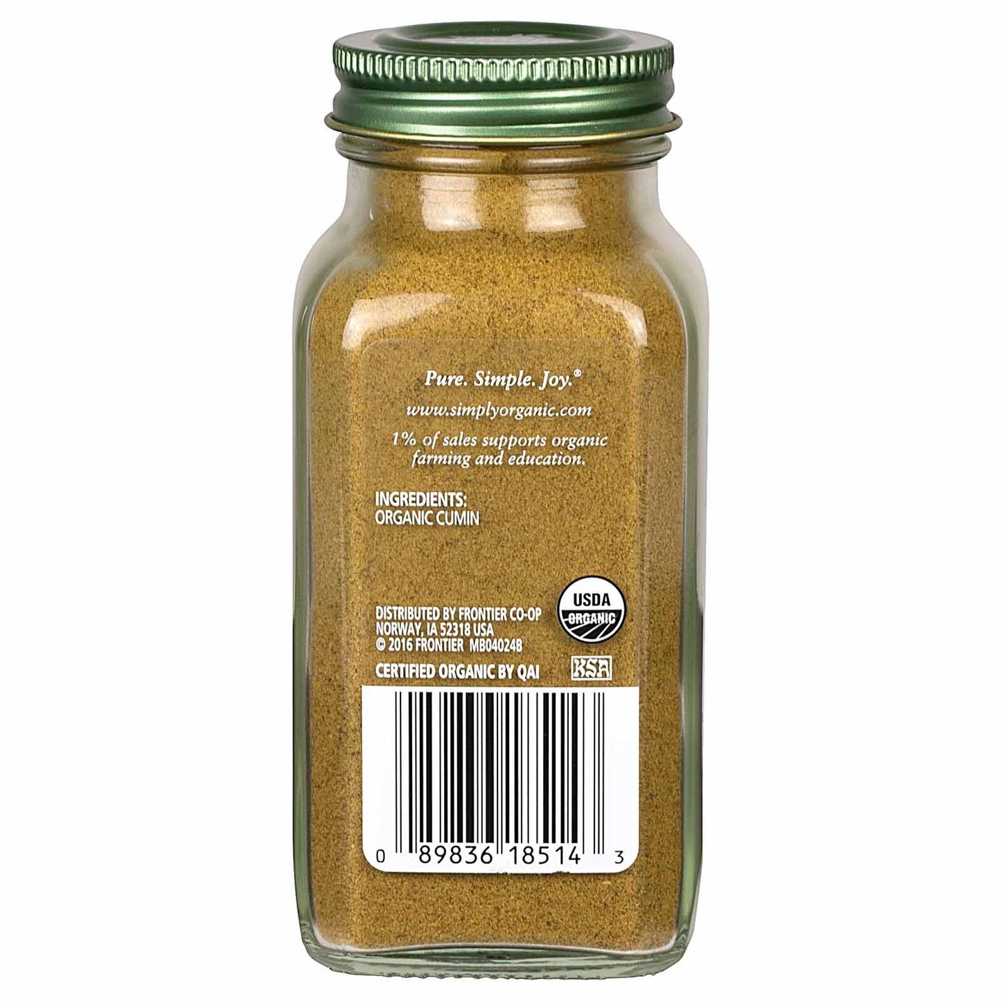 Simply Organic Cumin Seed Ground 65g, (Glass Jar)