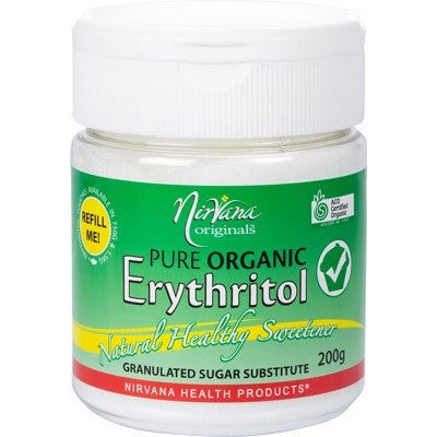 Nirvana Organics Erythritol Refillable Shaker 200g, Certified Organic