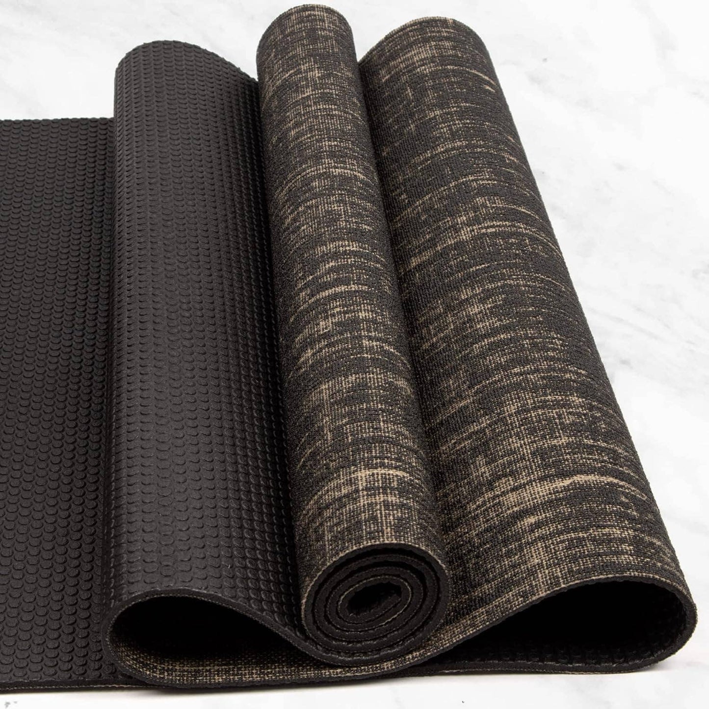 Myga Jute Yoga Mat 183cm × 61cm, Natural Black Pattern
