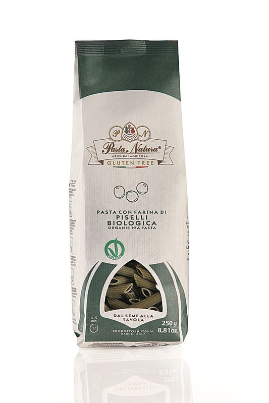 Pasta Natura Organic Pea Penne 250g, Bronze Cut The Traditional Way