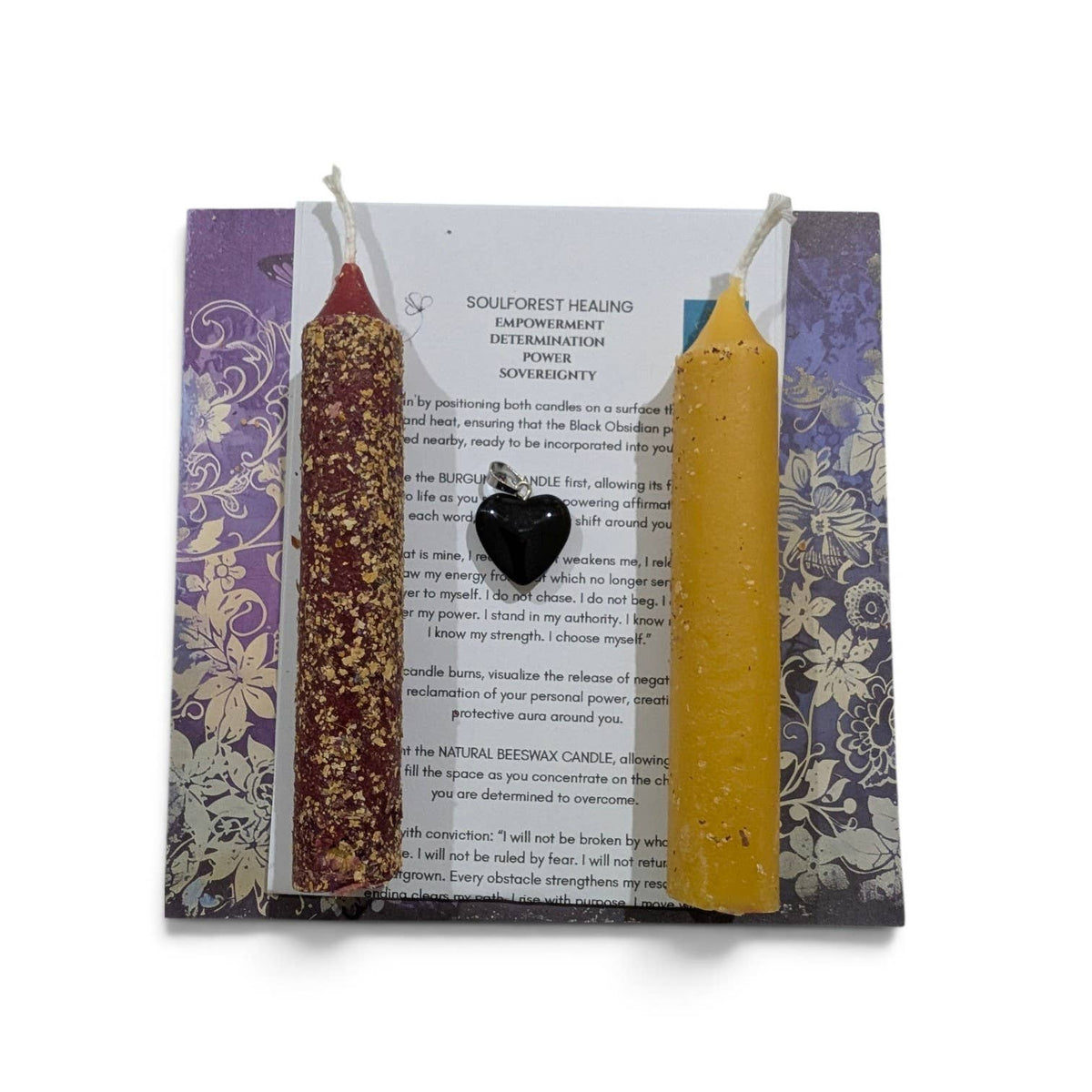 Soulforest Healing Empowerment Candle Ritual Beeswax Candles, Overcome Obstacles