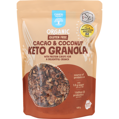 Chantal Organics Organic Cacao & Coconut Keto Granola 500g, With Protein Crisps For A Delightful Crunch