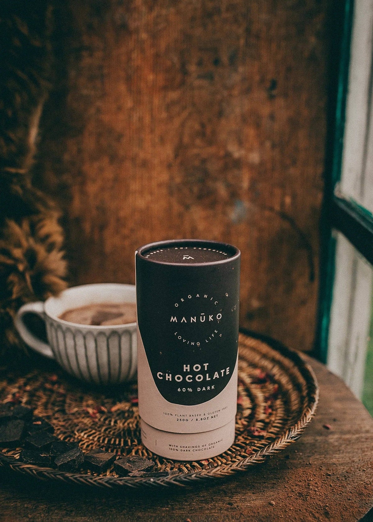 Manuko Original Hot Chocolate | 60% Dark Chocolate 250g, With Shavings Of Organic Stoneground Chocolate