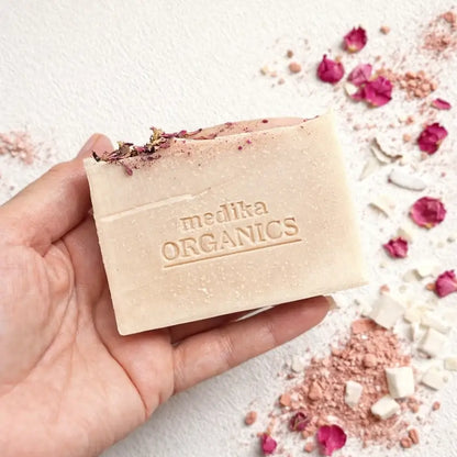 Medika Organics Coconut Rose Soap Bar 130g, Handmade In Queensland