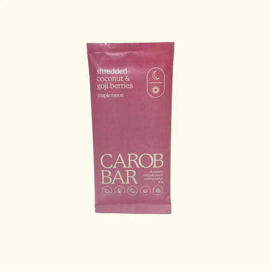 Maple Moon Organic Shredded Coconut & Goji Berries Carob Chocolate 90g, Handmade & Caffeine-Free
