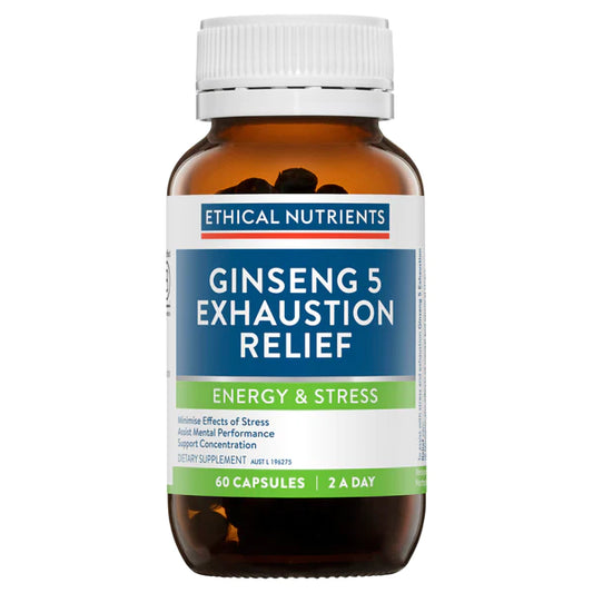 Ethical Nutrients Ginseng 5 60 Capsules, With Five Types Of Ginseng Exhaustion Relief