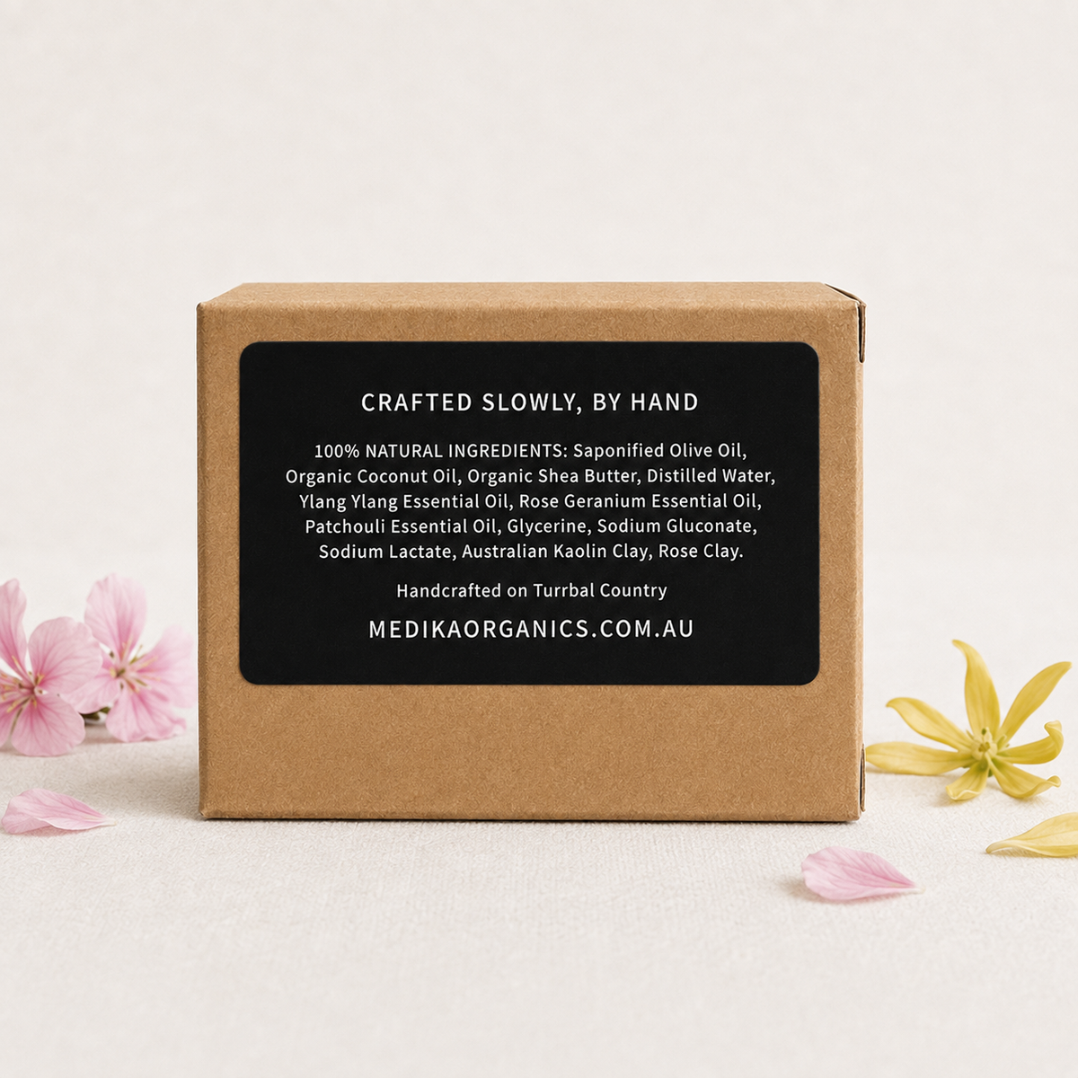 Medika Organics Ylang Ylang & Rose Soap Bar 130g, Handmade In Queensland