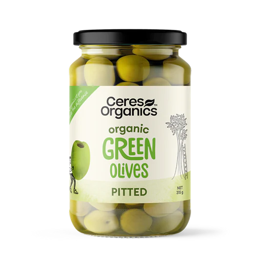 Ceres Organics Certified Organic Pitted Green Olives 315g , Product Of Greece