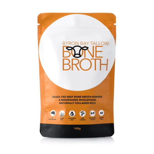 Byron Bay Tallow Grass-Fed Bone Broth Powder 100g, Naturally Collagen Rich