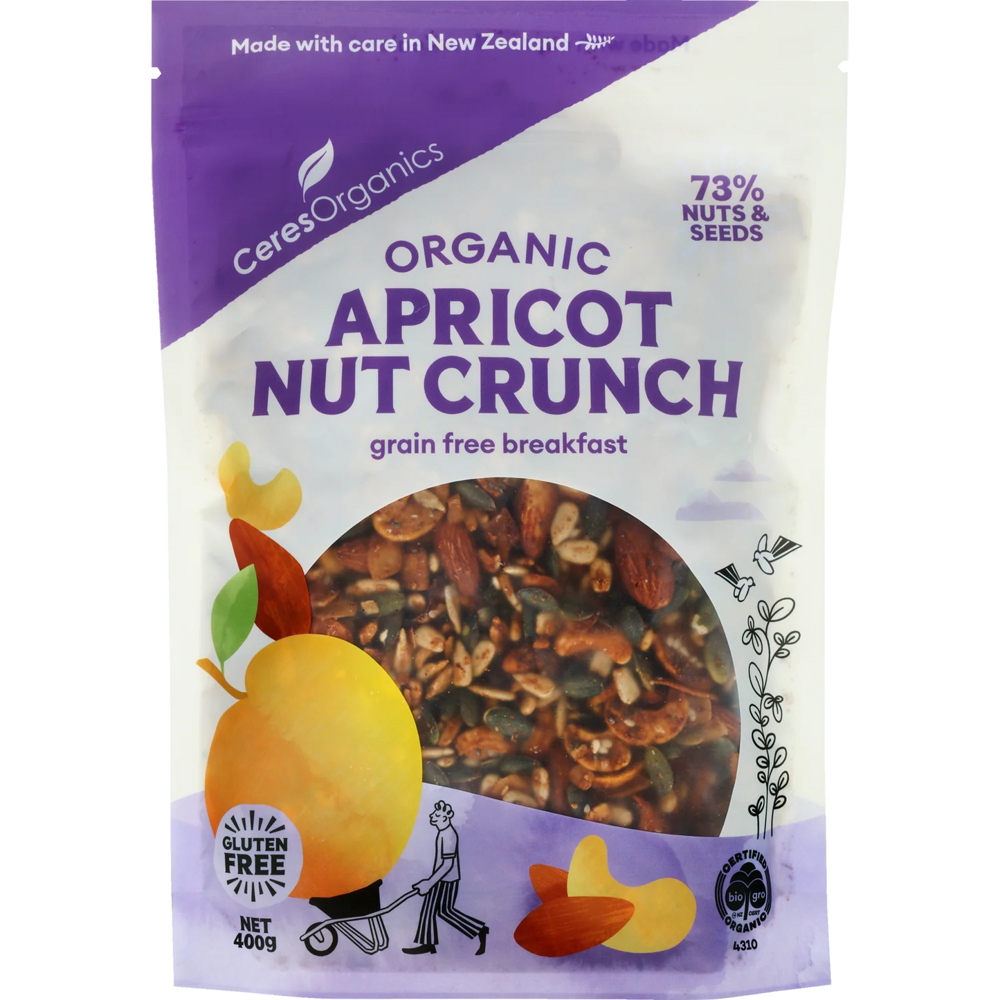 Ceres Organics Grain Free Muesli 400g, Apricot Nut Crunch Certified Organic & 73% Nuts & Seeds