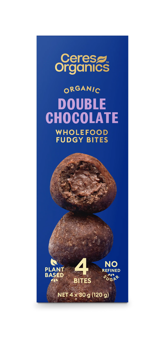 Ceres Organics Double Chocolate Fudgy Bites Single Or 4 Bites x 30g, Certified Organic & No Refined Sugar