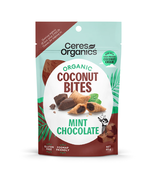 Ceres Organics Coconut Bites 60g, Mint Chocolate Filled & Gluten Free