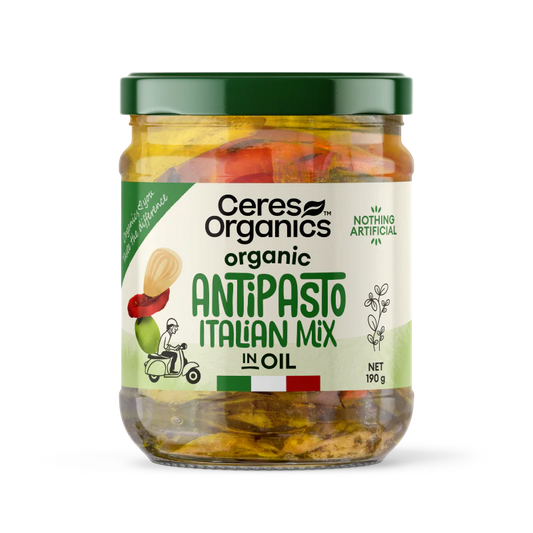 Ceres Organics Organic Antipasto Italian Mix In Oil 190g, Refined Sugar Free & Nothing Artificial