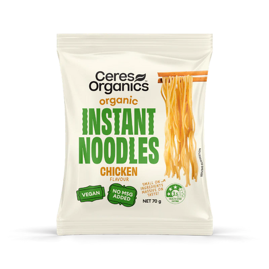 Ceres Organics Certified Organic Instant Noodles Chicken Flavour Single 70g Or A Box Of 12, NO Added MSG