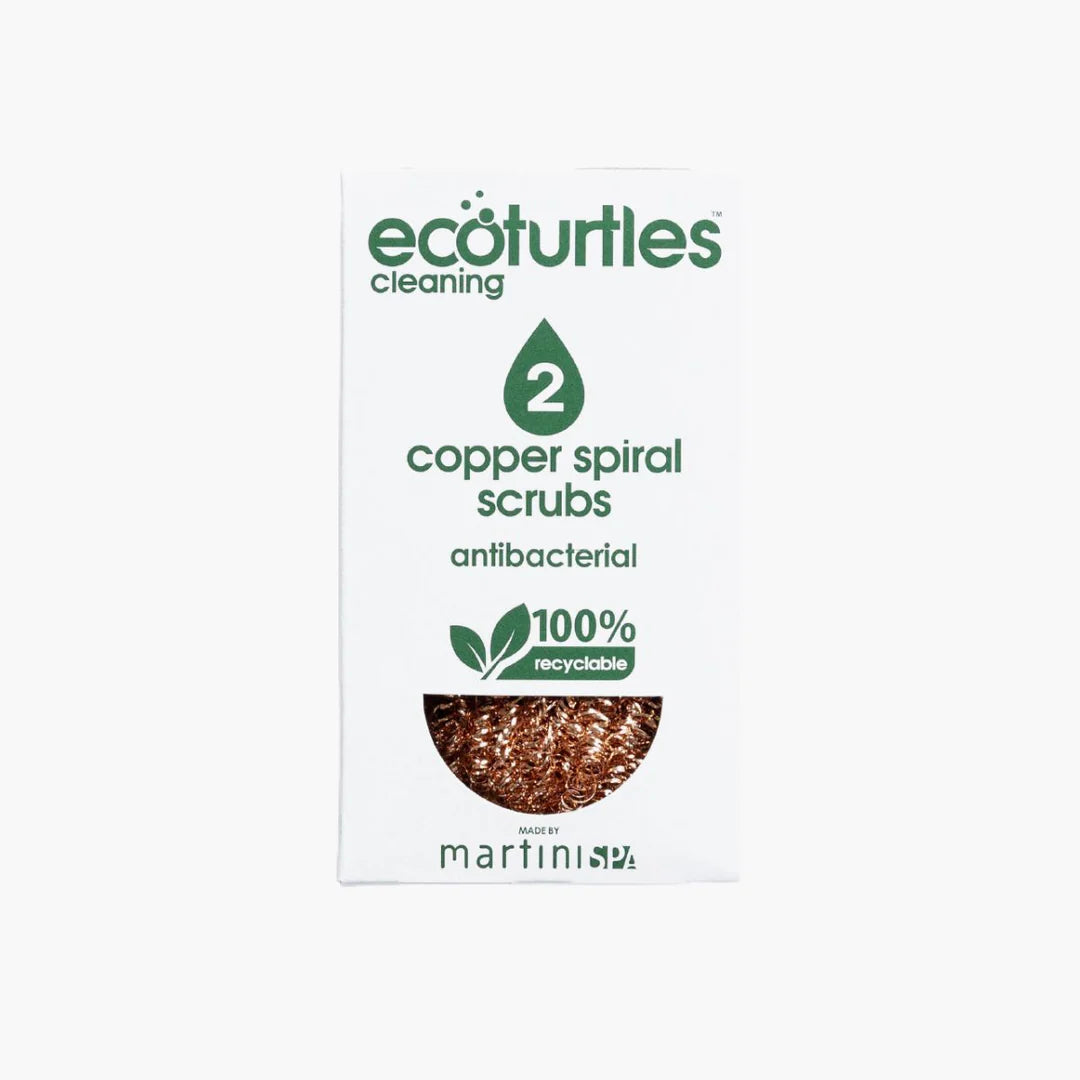 Eco Turtles Cleaning; Antibacterial Copper Spiral 2pk, For The Toughest Dirt