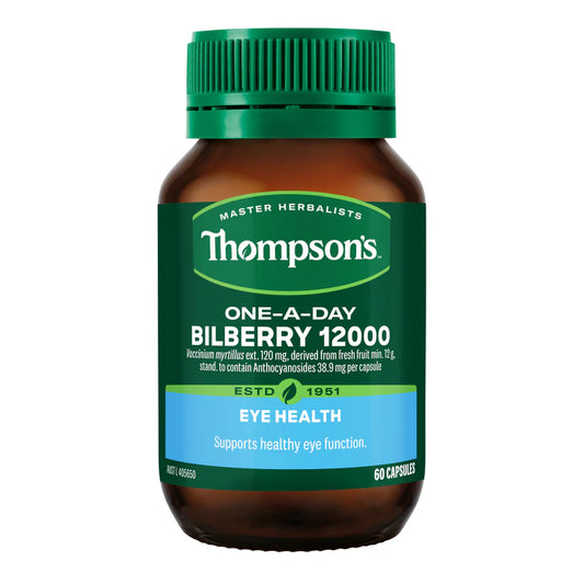 Thompson's One-A-Day Bilberry 12000 60 Capsules, Supports Eye Health & Vegan Friendly