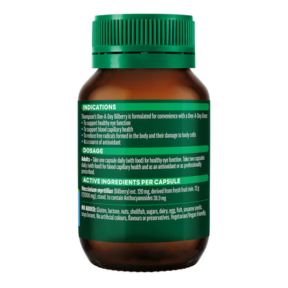 Thompson's One-A-Day Bilberry 12000 60 Capsules, Supports Eye Health & Vegan Friendly