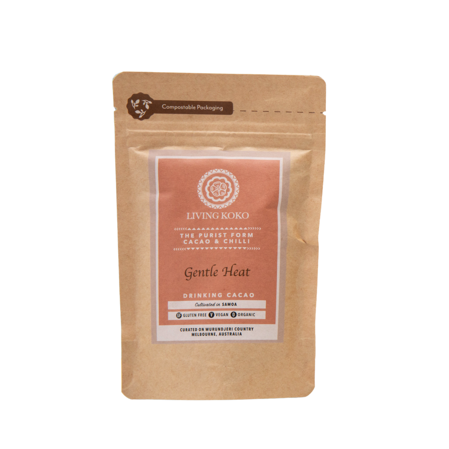 Living Koko Gentle Heat Drinking Cacao 100g, The Purist Form Of Cacao & Chilli