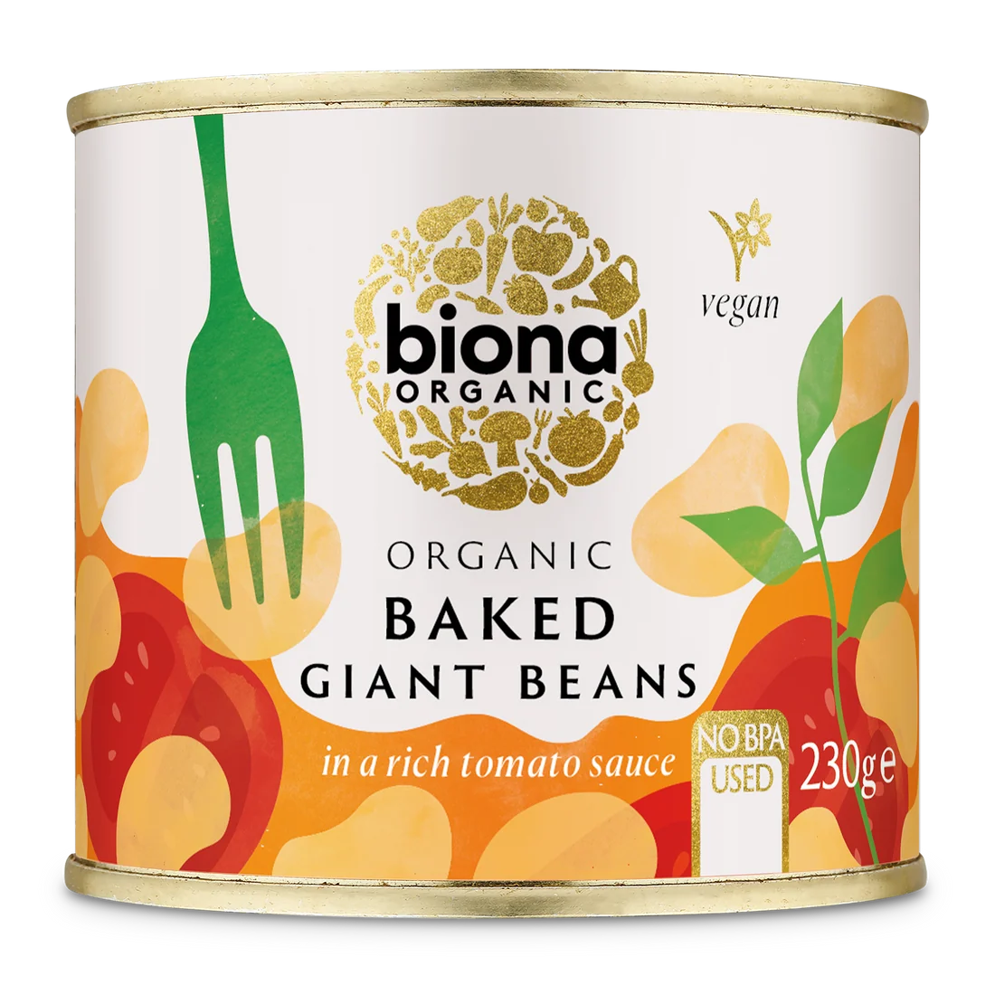 Biona Organic Baked Giant Beans In A Rich Tomato Sauce 230g, No BPA Used