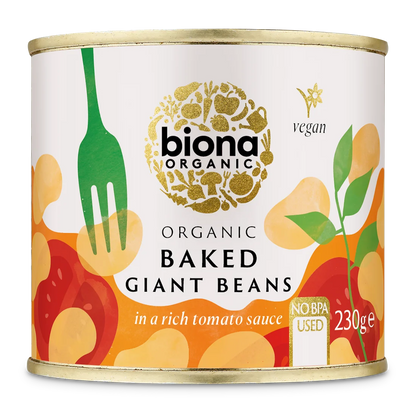 Biona Organic Baked Giant Beans In A Rich Tomato Sauce 230g, No BPA Used
