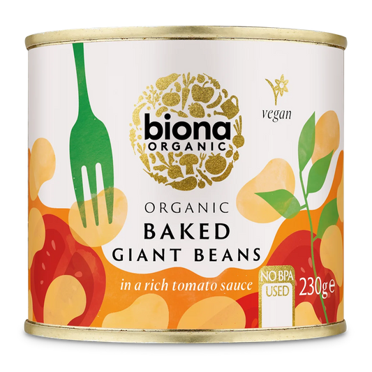 Biona Organic Baked Giant Beans In A Rich Tomato Sauce 230g, No BPA Used