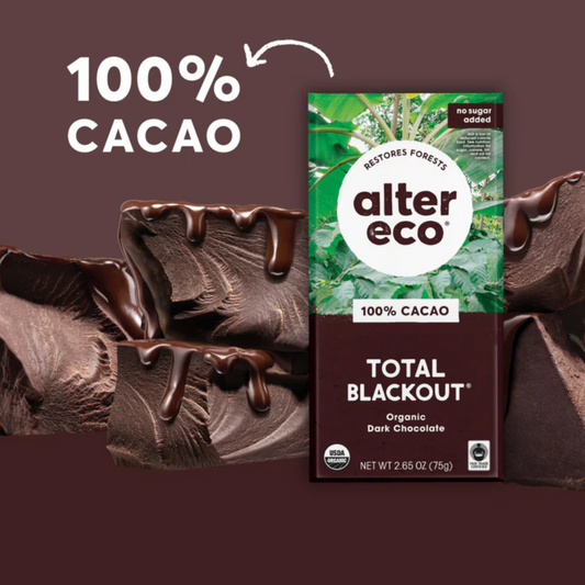 Alter Eco Chocolate 80g, Total Blackout Flavour 100% Cacao, Certified Organic