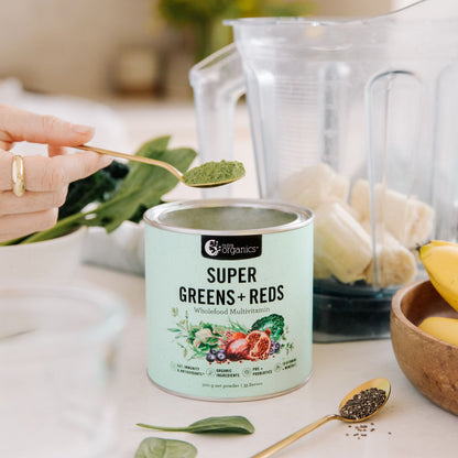 Nutra Organics Super Greens + Reds 150g, 300g, 600g Or 1kg, Alkalising Minerals & Certified Organic