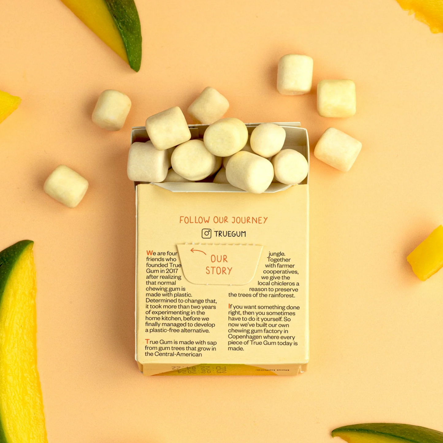 True Gum Sugar Free Gum, Single Pack (21g) Or A Box Of 24, Mango Flavour Plastic Free Packaging