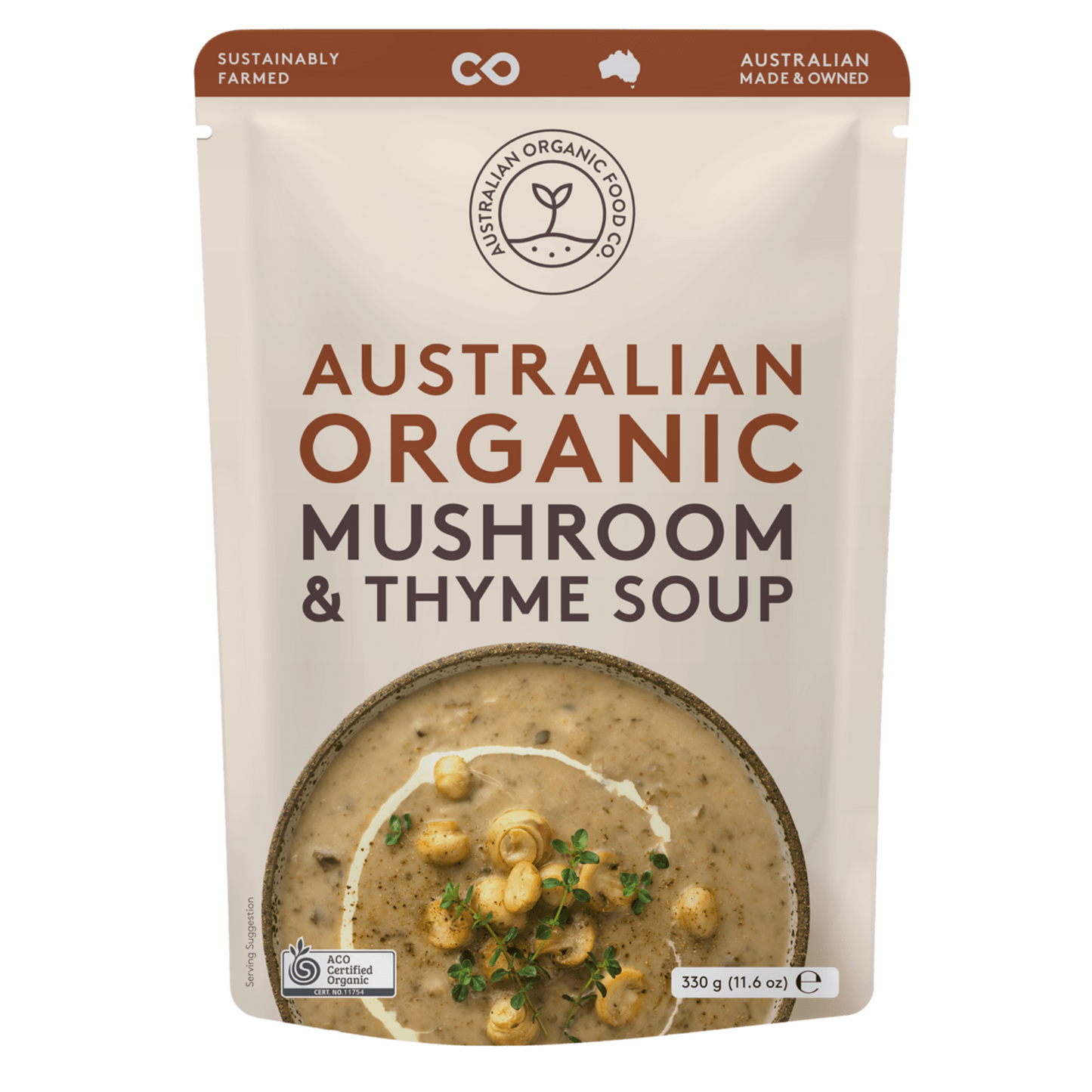 Australian Organic Food Co. Mushroom & Thyme Soup 330g, Certified Organic & Australian
