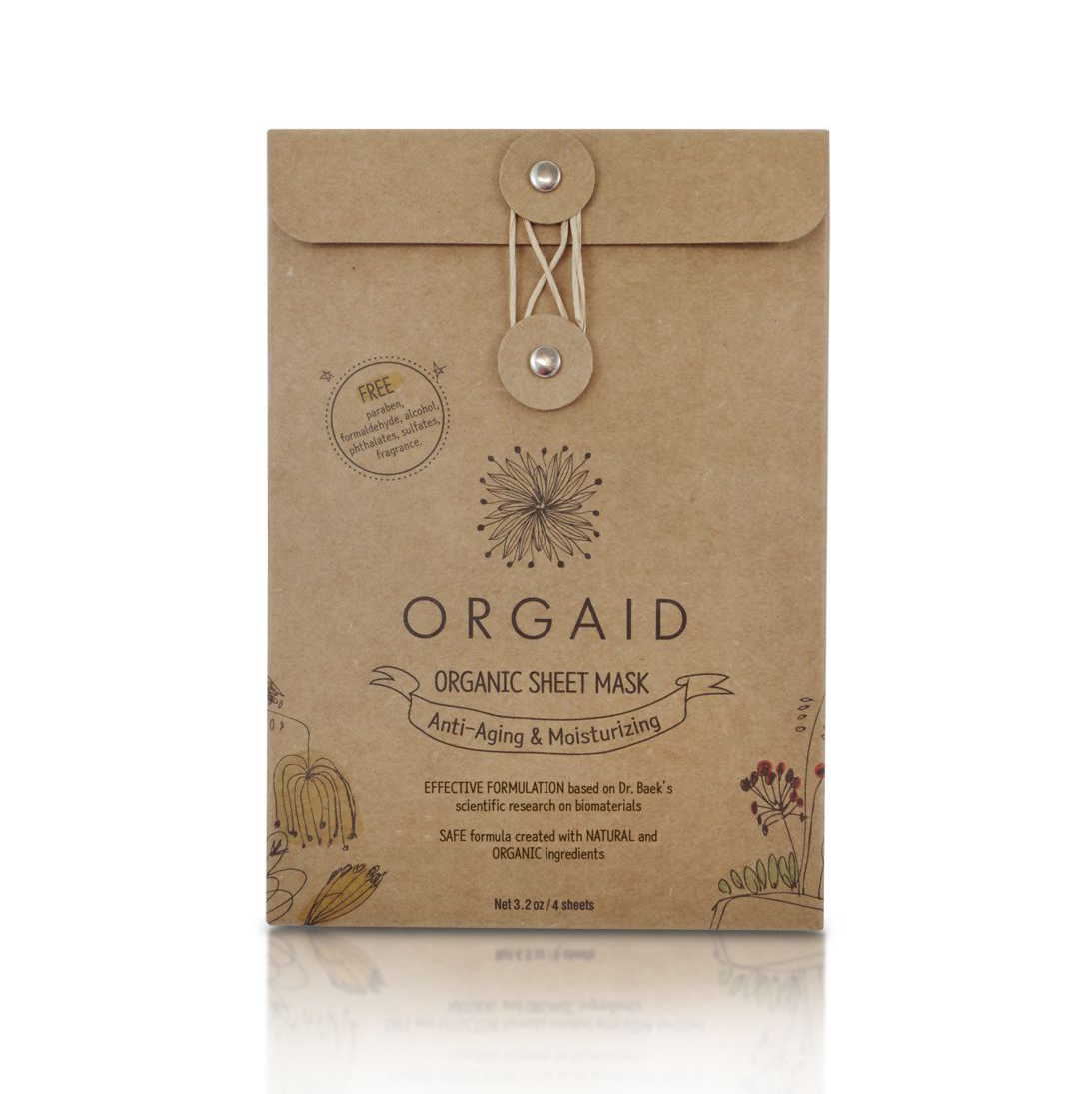 Orgaid Organic Sheet Mask Single, 4 Pack Or 12 Pack, Anti-Aging & Moisturizing