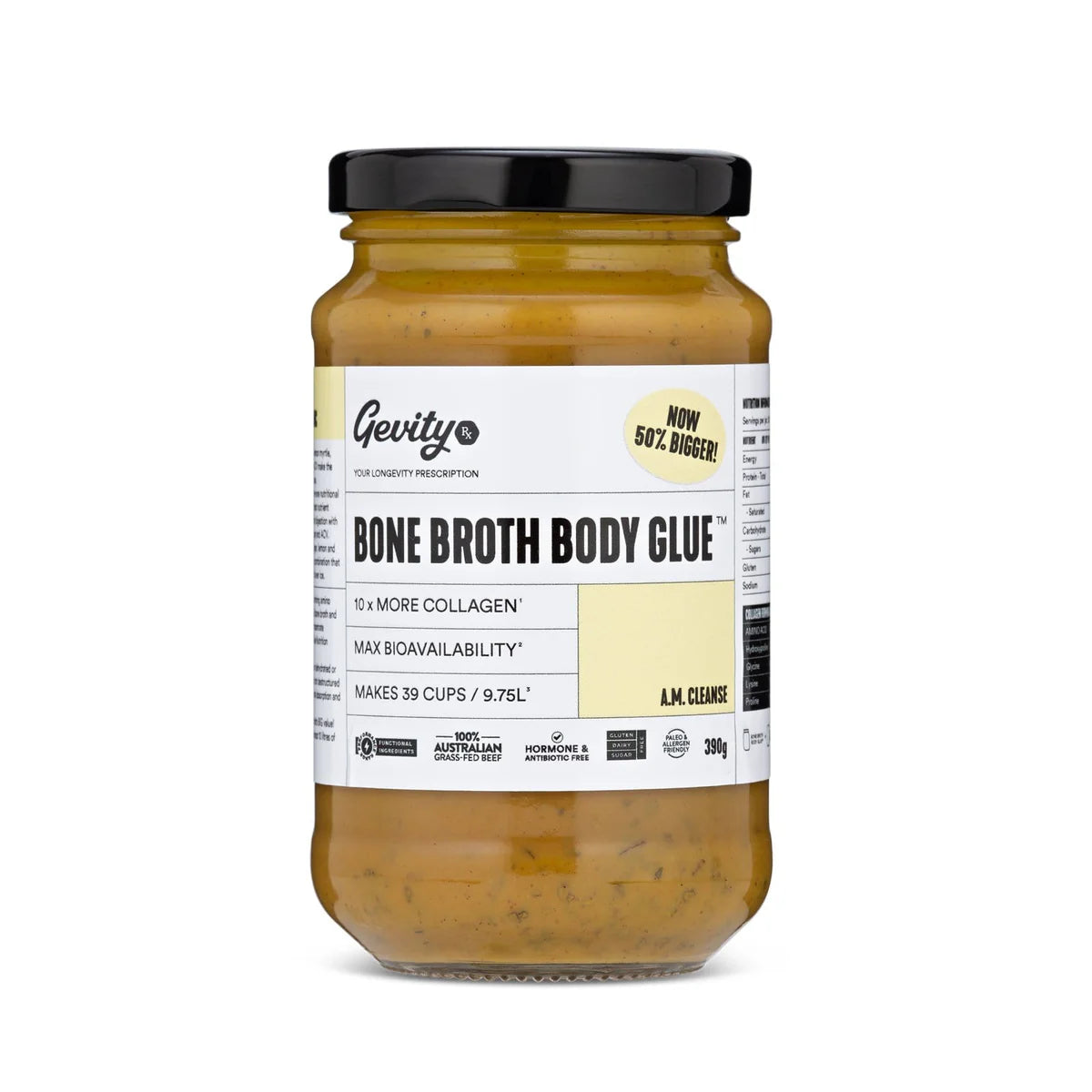 Gevity Bone Broth Body Glue 390g, A.M Cleanse {Lemon & Ginger Flavour}