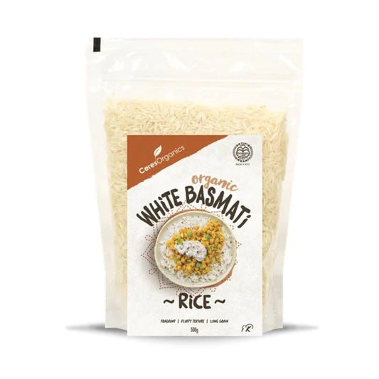 Ceres Organics White Basmati Rice 500g, Certified Organic Long Grain & Fluffy Texture