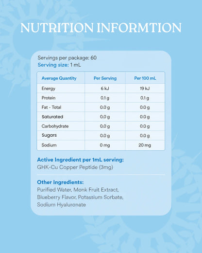 Apollo GHK-CU Edible Liquid 60mL, Copper Peptide Blueberry Flavour
