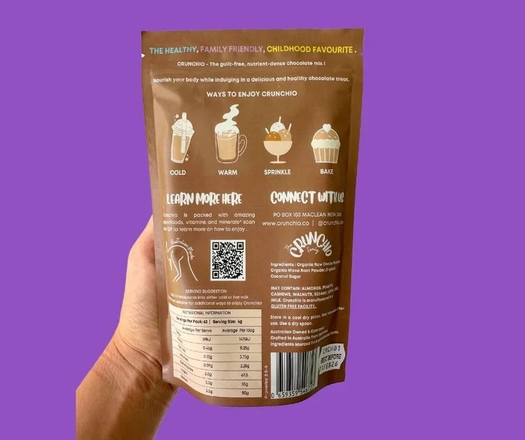 The Crunchio Family Healthy Chocolate Drink 250g {62 Serves}, Refined Sugar Free