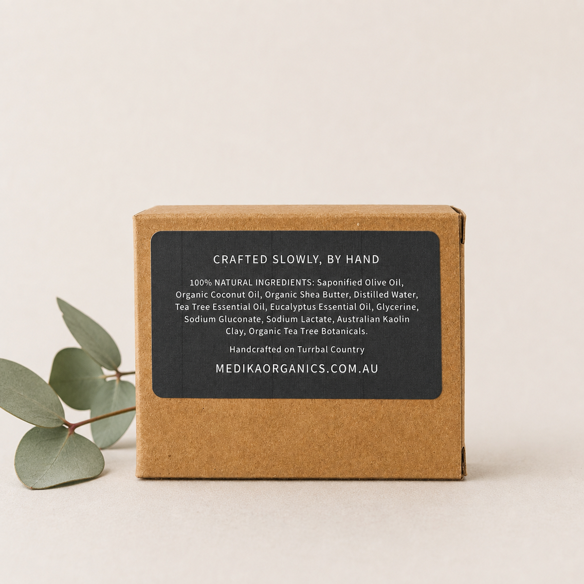 Medika Organics Tea Tree Eucalyptus Soap Bar 130g, Handmade In Queensland
